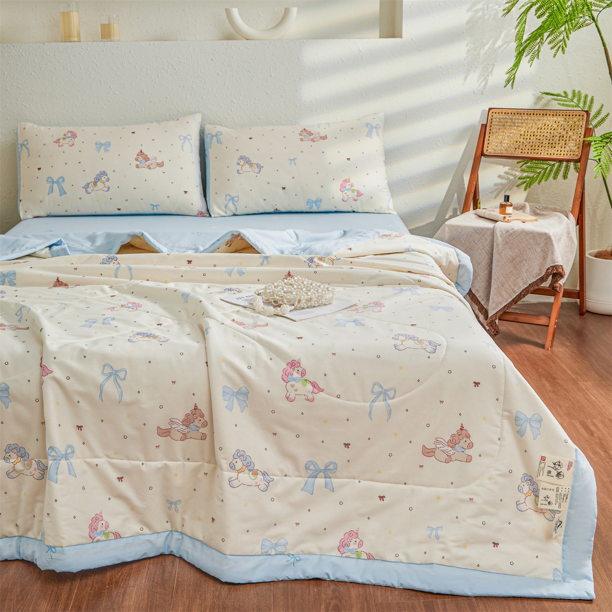 91家纺网 家纺一手货源 找家纺 小禹仔家纺 2026新款A类里外全棉印花棉花夏被 幻角星屿