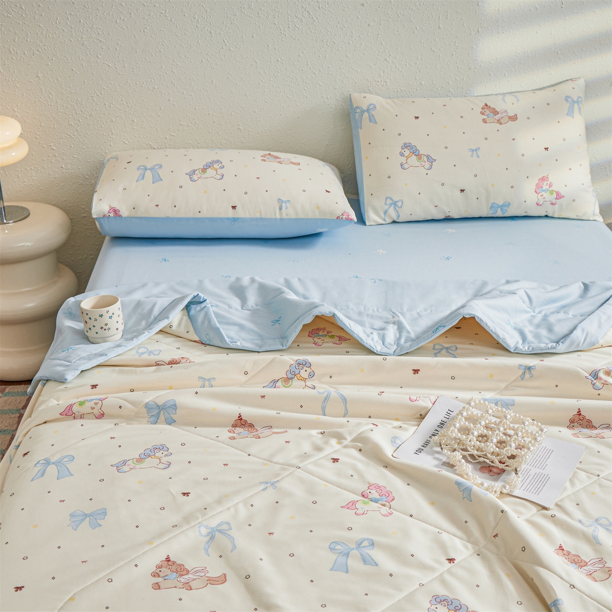 91家纺网 家纺一手货源 找家纺 小禹仔家纺 2026新款A类里外全棉印花棉花夏被 幻角星屿