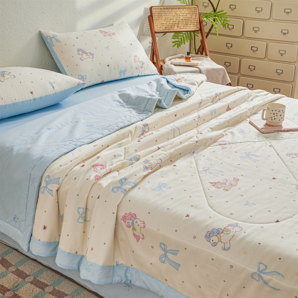 91家纺网 家纺一手货源 找家纺 小禹仔家纺 2026新款A类里外全棉印花棉花夏被 幻角星屿