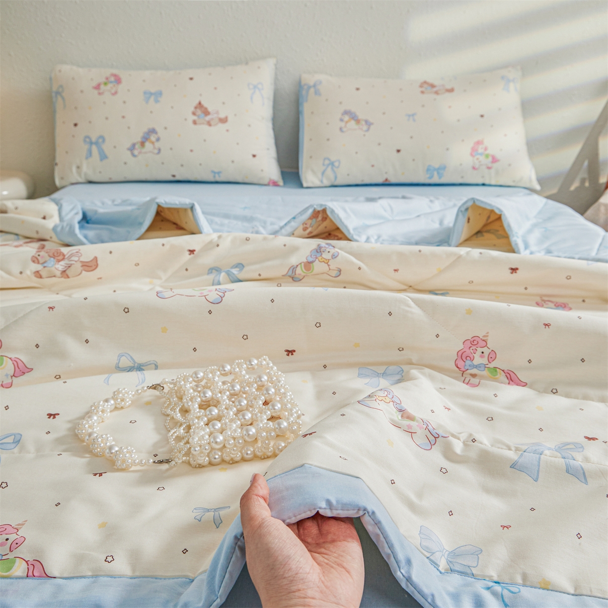 91家纺网 家纺一手货源 找家纺 小禹仔家纺 2026新款A类里外全棉印花棉花夏被 幻角星屿