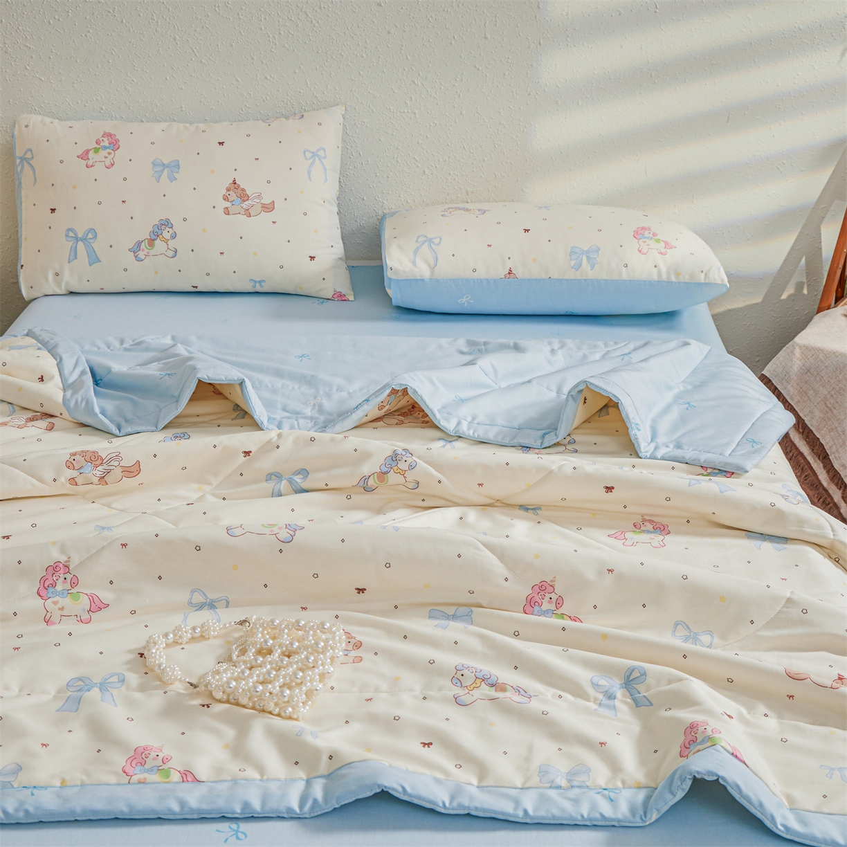 91家纺网 家纺一手货源 找家纺 小禹仔家纺 2026新款A类里外全棉印花棉花夏被 幻角星屿