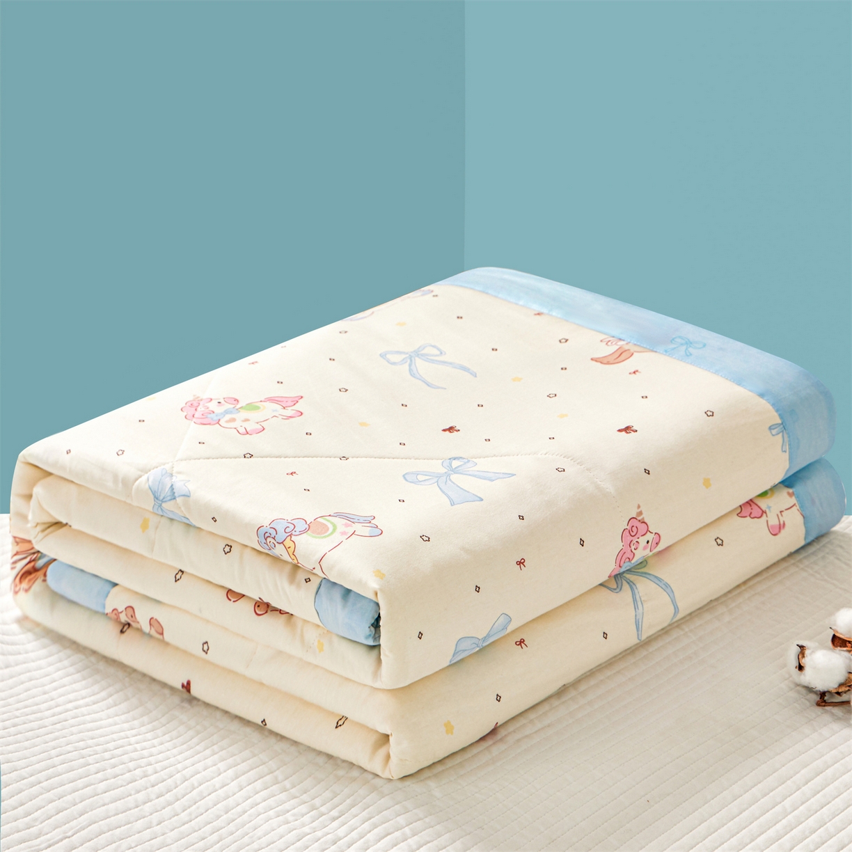 91家纺网 家纺一手货源 找家纺 小禹仔家纺 2026新款A类里外全棉印花棉花夏被 幻角星屿