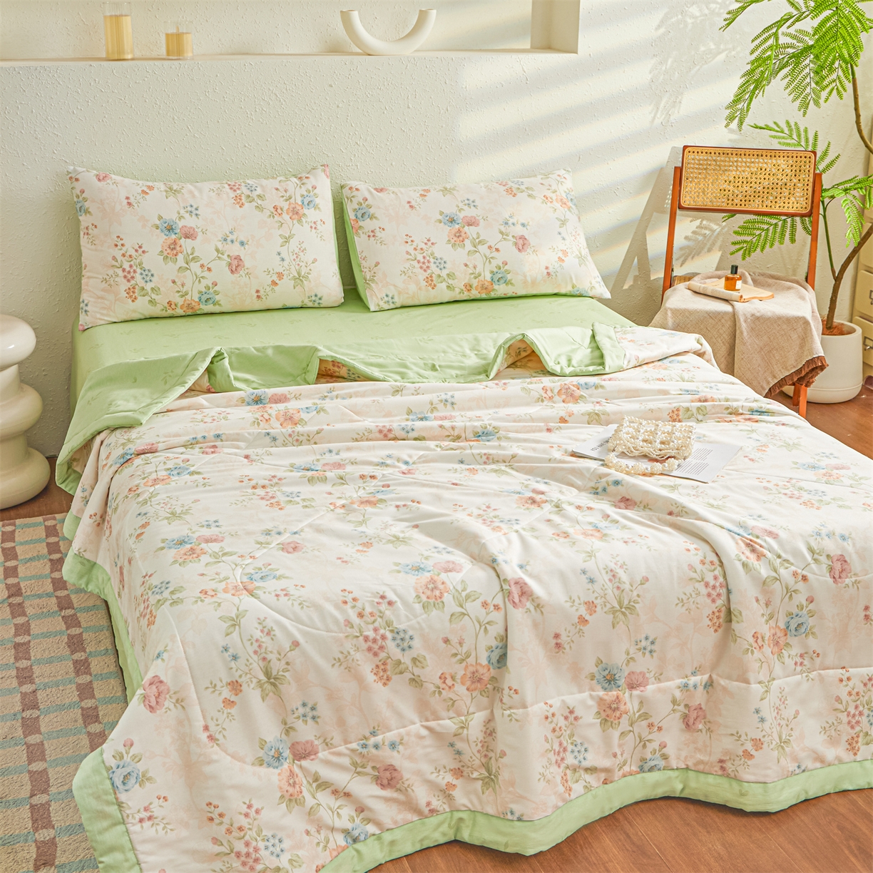 91家纺网 家纺一手货源 找家纺 小禹仔家纺 2026新款A类里外全棉印花棉花夏被 旷野风眠