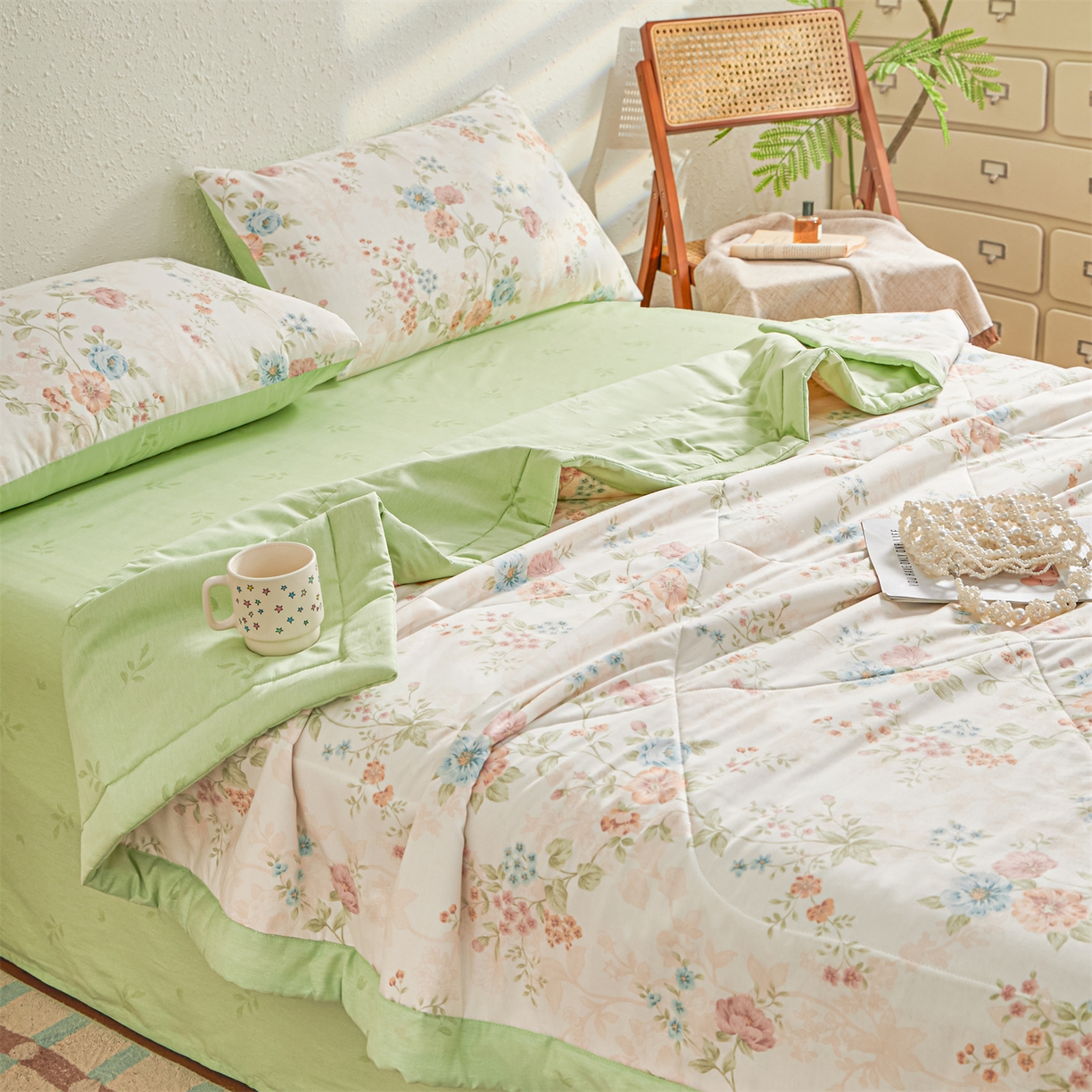 91家纺网 家纺一手货源 找家纺 小禹仔家纺 2026新款A类里外全棉印花棉花夏被 旷野风眠