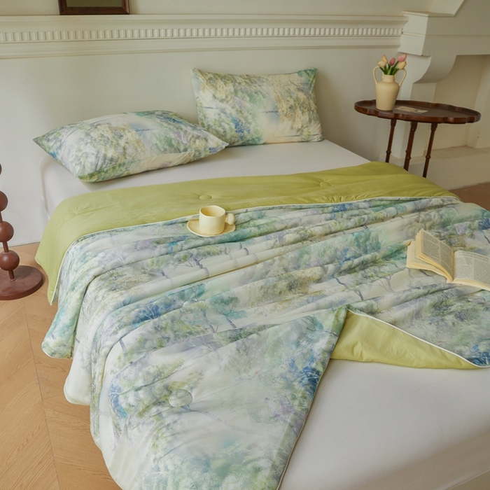 91家纺网 家纺一手货源 找家纺 小禹仔家纺 2026新款针织凉感丝印花夏被夏凉被 叶问芳华