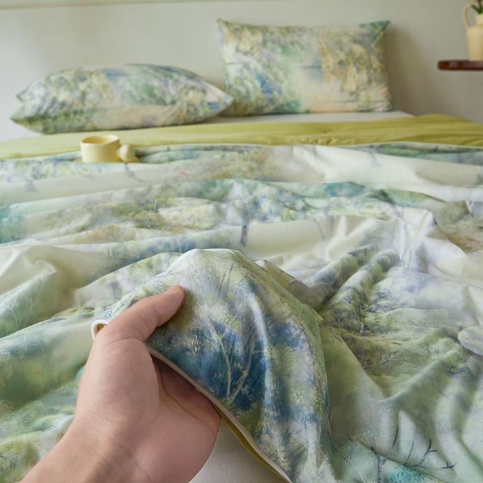 91家纺网 家纺一手货源 找家纺 小禹仔家纺 2026新款针织凉感丝印花夏被夏凉被 叶问芳华