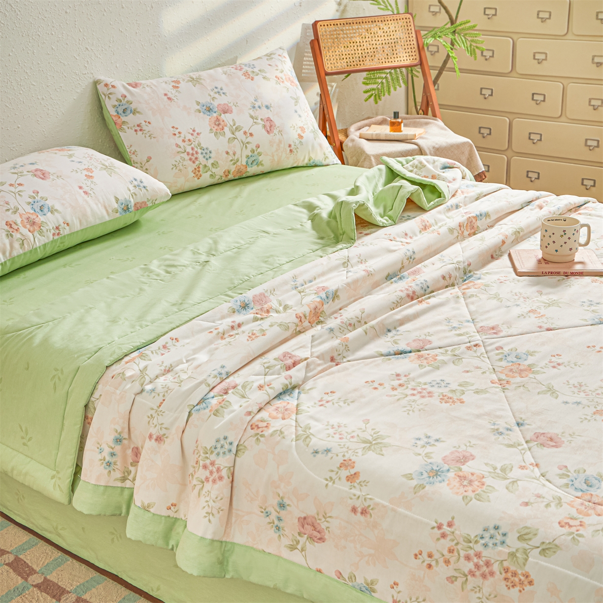 91家纺网 家纺一手货源 找家纺 小禹仔家纺 2026新款A类里外全棉印花棉花夏被 旷野风眠