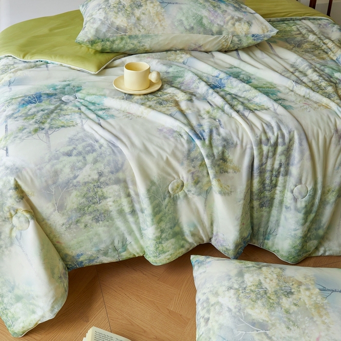 91家纺网 家纺一手货源 找家纺 小禹仔家纺 2026新款针织凉感丝印花夏被夏凉被 叶问芳华