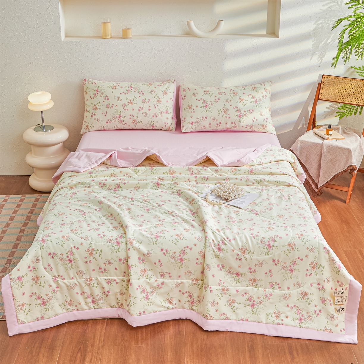 91家纺网 家纺一手货源 找家纺 小禹仔家纺 2026新款A类里外全棉印花棉花夏被 邻家小院