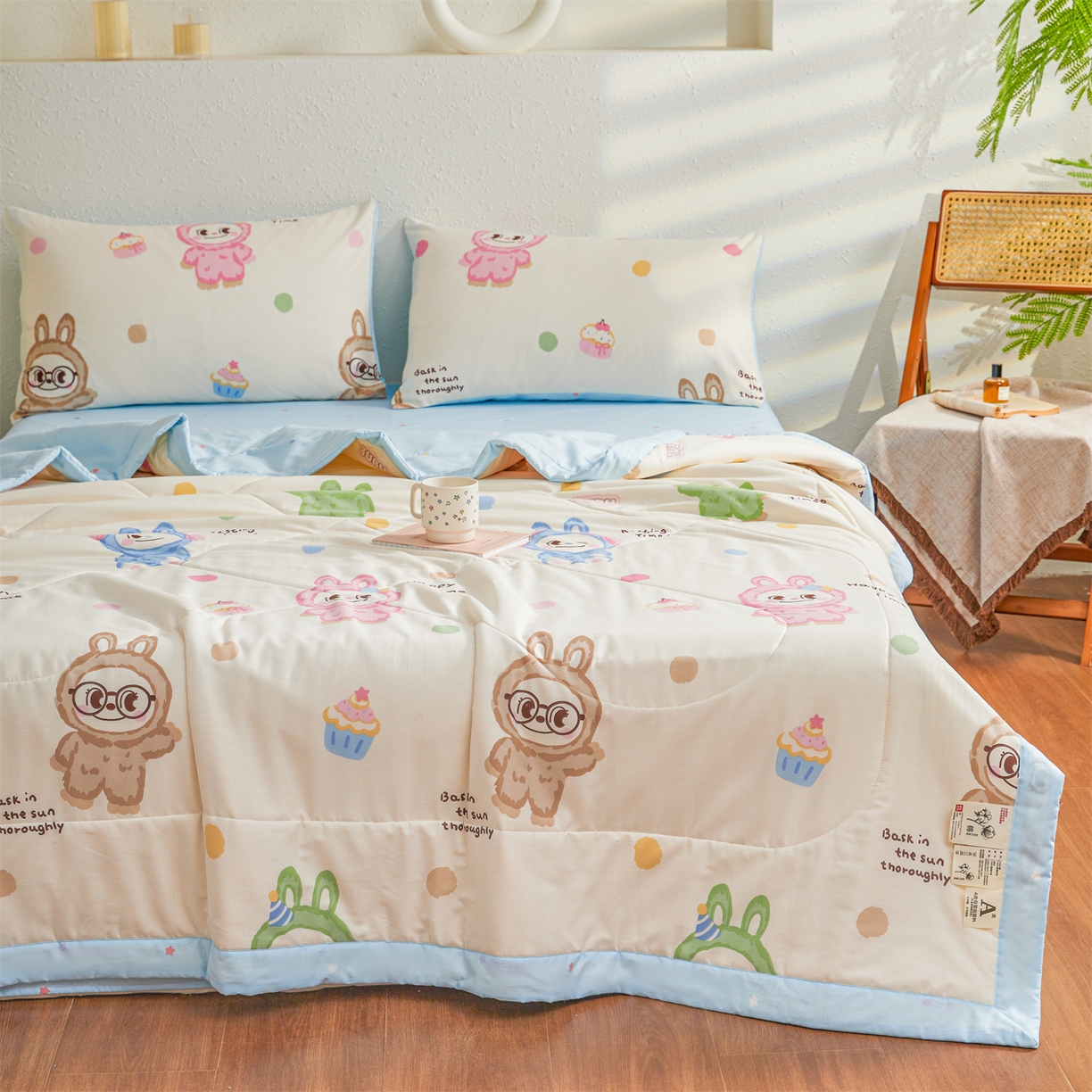 91家纺网 家纺一手货源 找家纺 小禹仔家纺 2026新款A类里外全棉印花棉花夏被 萌彩布布