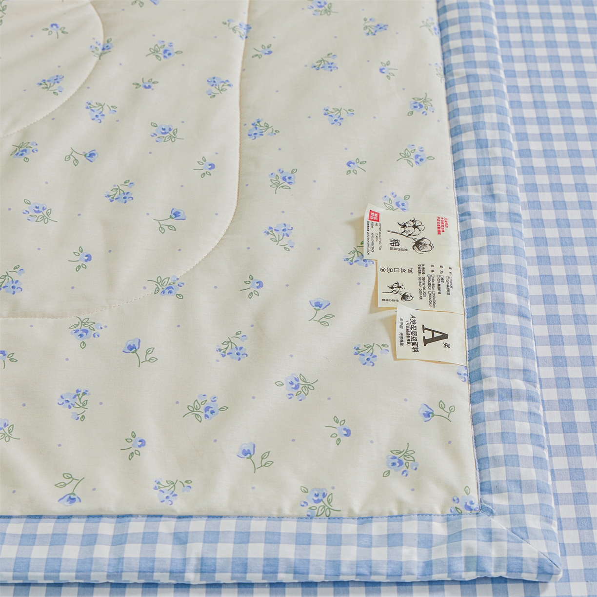 91家纺网 家纺一手货源 找家纺 小禹仔家纺 2026新款A类里外全棉印花棉花夏被 慕心-蓝