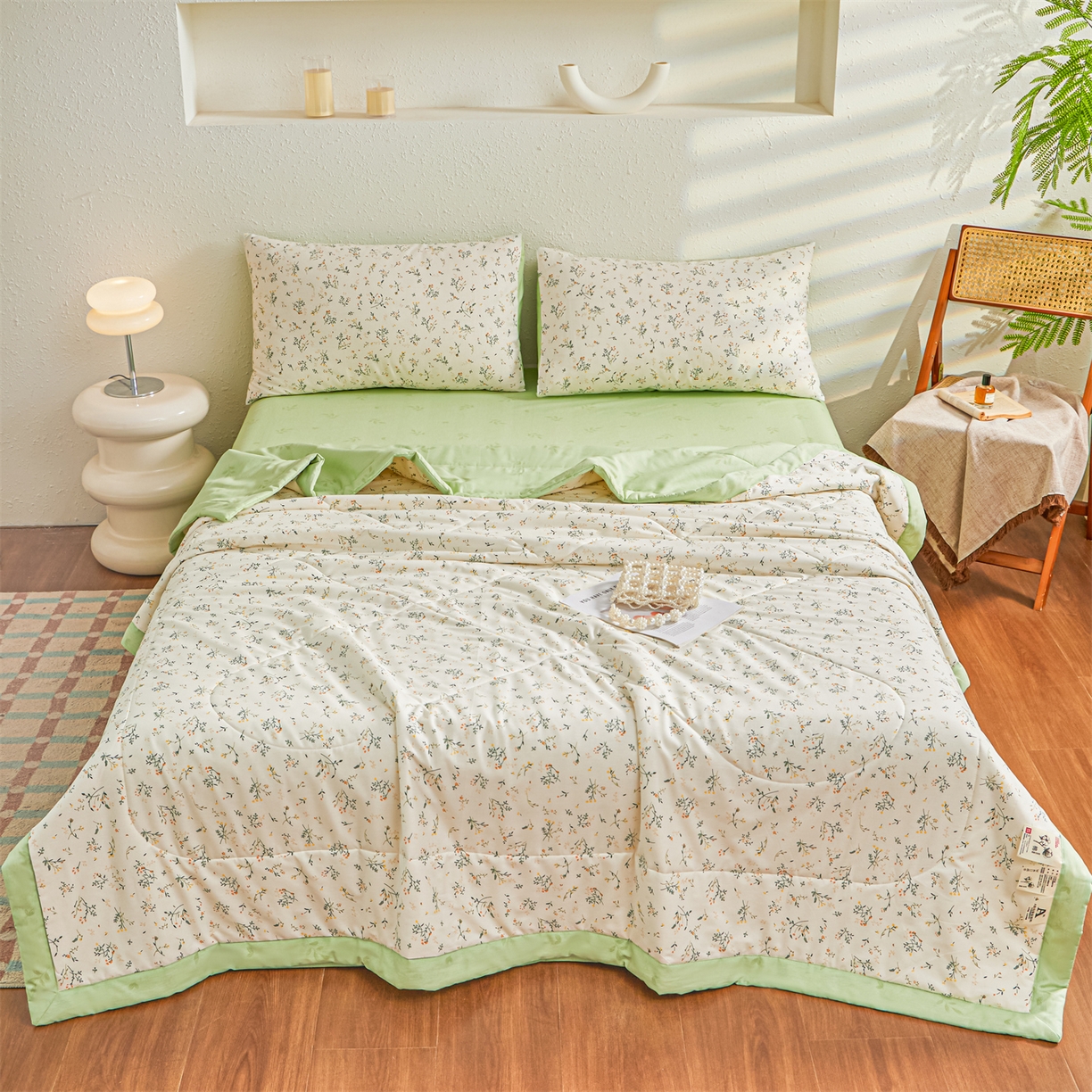 91家纺网 家纺一手货源 找家纺 小禹仔家纺 2026新款A类里外全棉印花棉花夏被 沁园花语