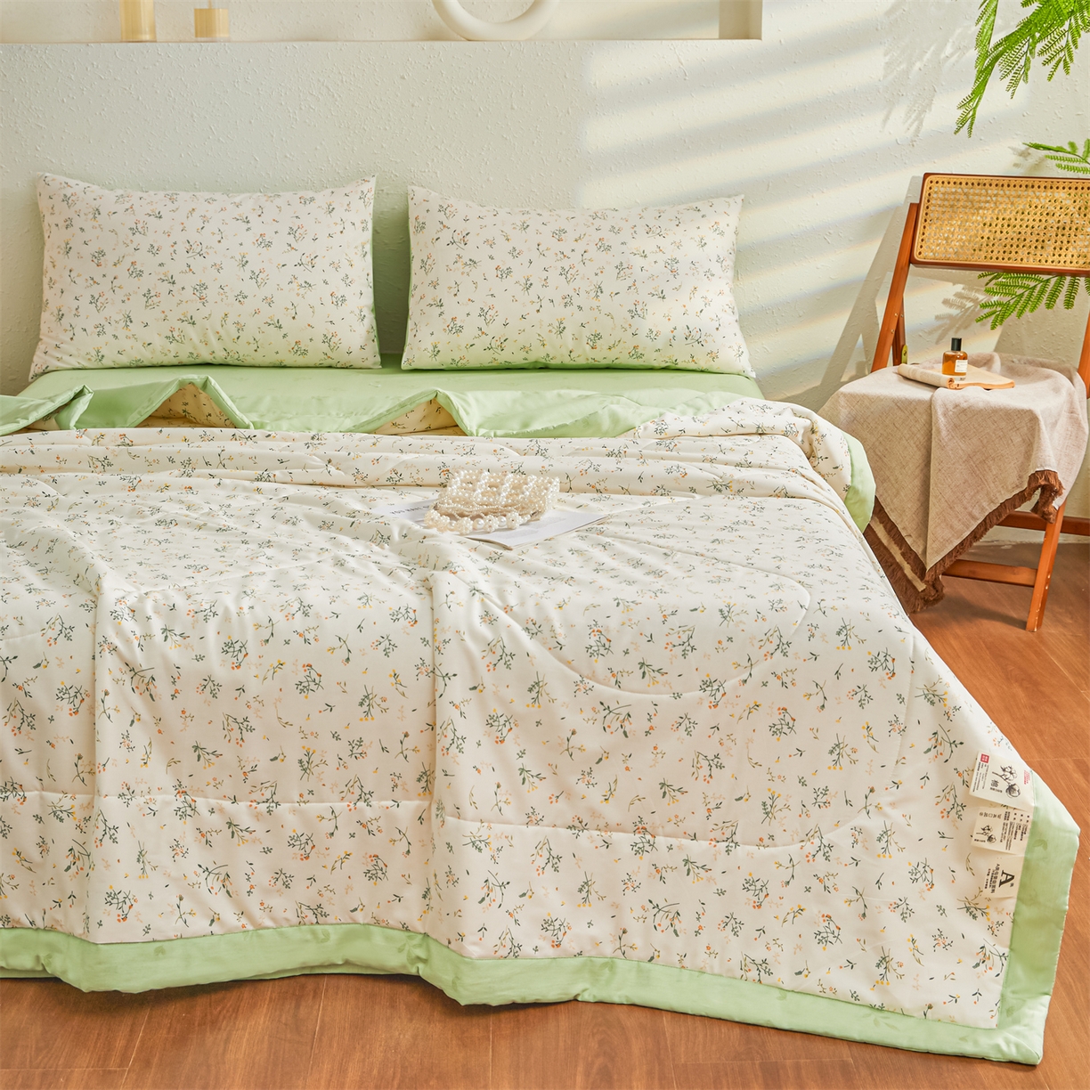 91家纺网 家纺一手货源 找家纺 小禹仔家纺 2026新款A类里外全棉印花棉花夏被 沁园花语