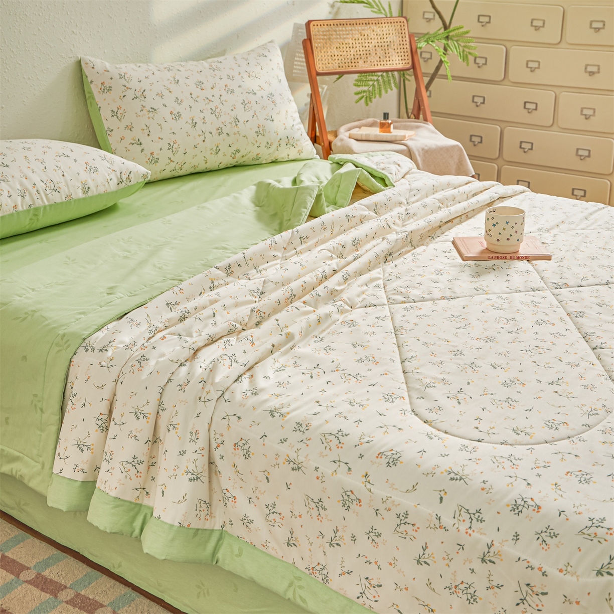 91家纺网 家纺一手货源 找家纺 小禹仔家纺 2026新款A类里外全棉印花棉花夏被 沁园花语