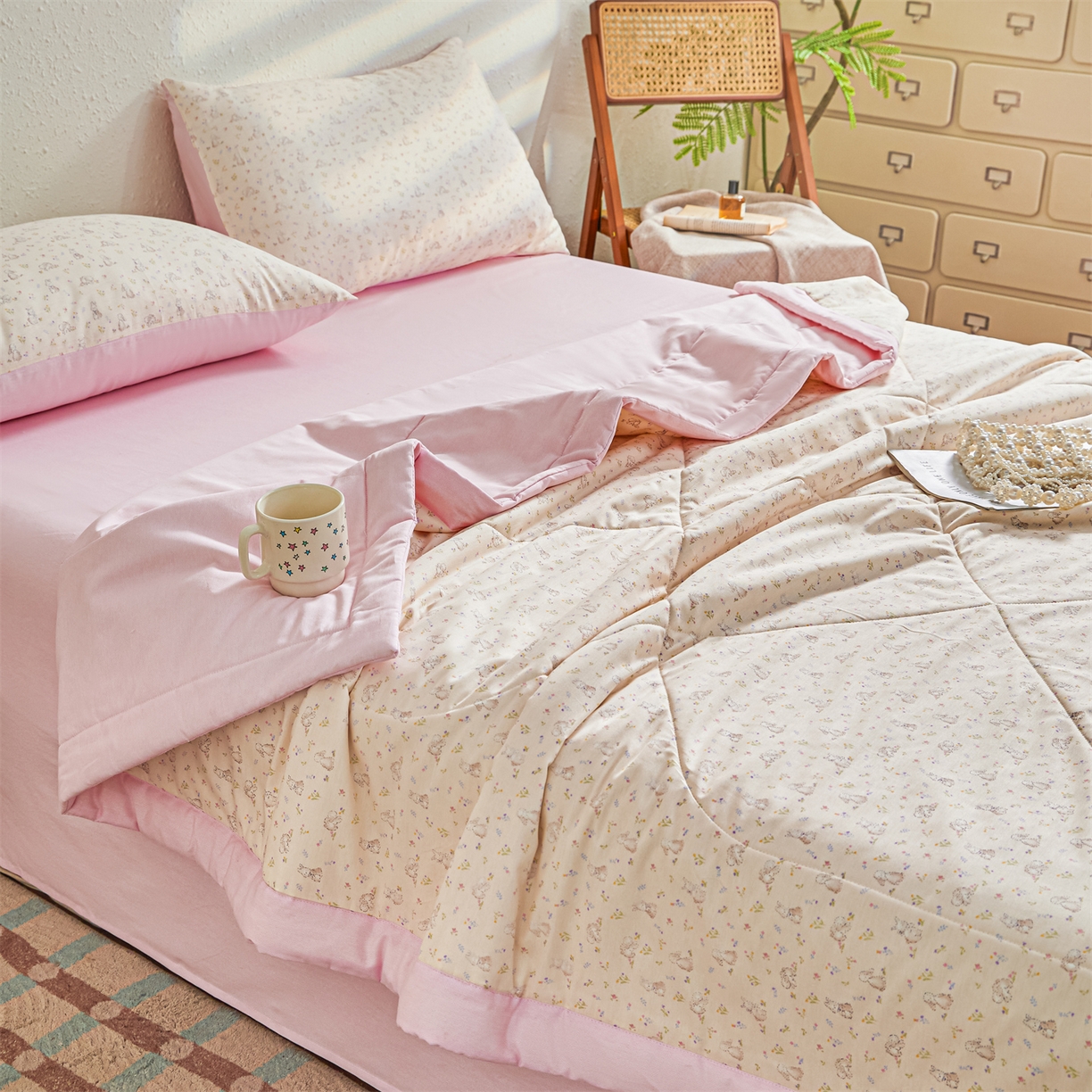 91家纺网 家纺一手货源 找家纺 小禹仔家纺 2026新款A类里外全棉印花棉花夏被 青青萌物