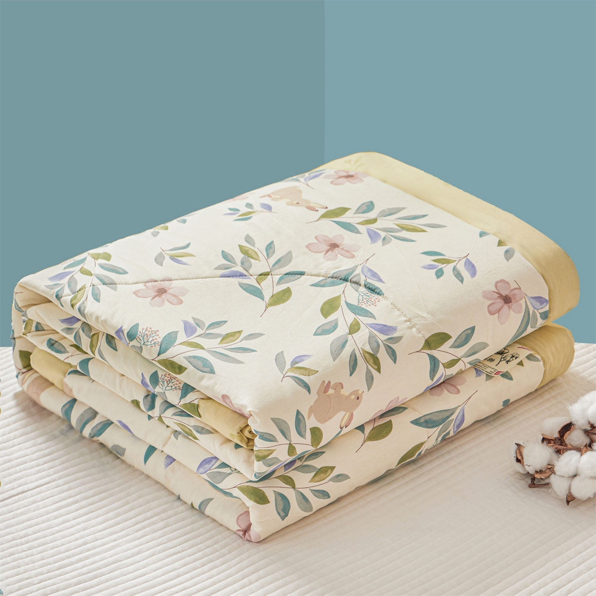 91家纺网 家纺一手货源 找家纺 小禹仔家纺 2026新款A类里外全棉印花棉花夏被 轻纱漫舞