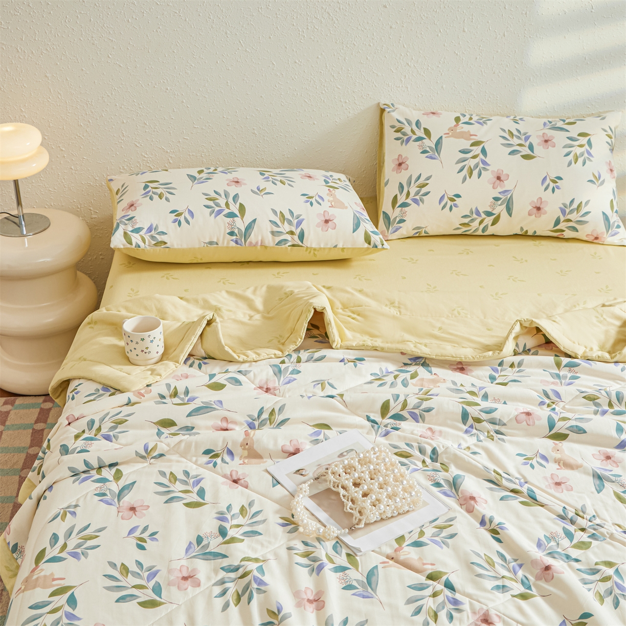 91家纺网 家纺一手货源 找家纺 小禹仔家纺 2026新款A类里外全棉印花棉花夏被 轻纱漫舞