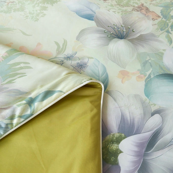 91家纺网 家纺一手货源 找家纺 小禹仔家纺 2026新款针织凉感丝印花夏被夏凉被 醉竹颜黄