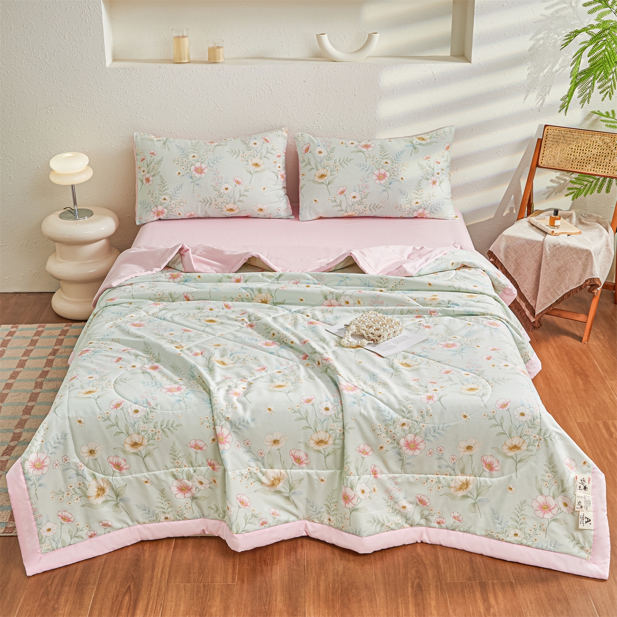 91家纺网 家纺一手货源 找家纺 小禹仔家纺 2026新款A类里外全棉印花棉花夏被 清露花语