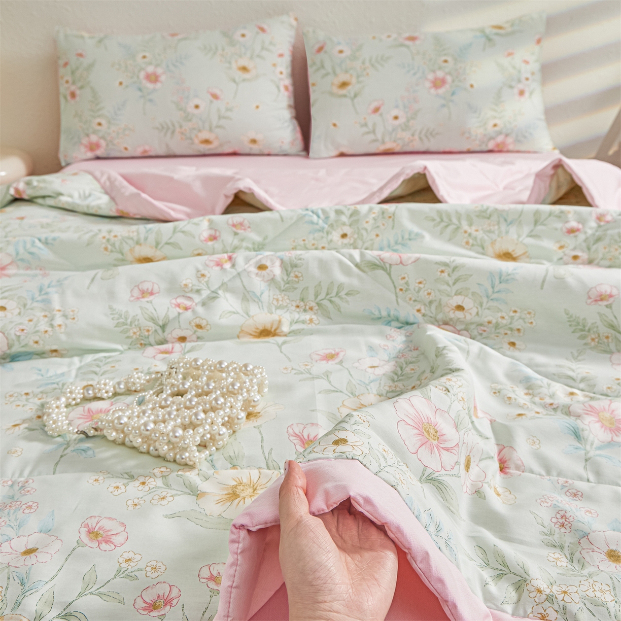 91家纺网 家纺一手货源 找家纺 小禹仔家纺 2026新款A类里外全棉印花棉花夏被 清露花语