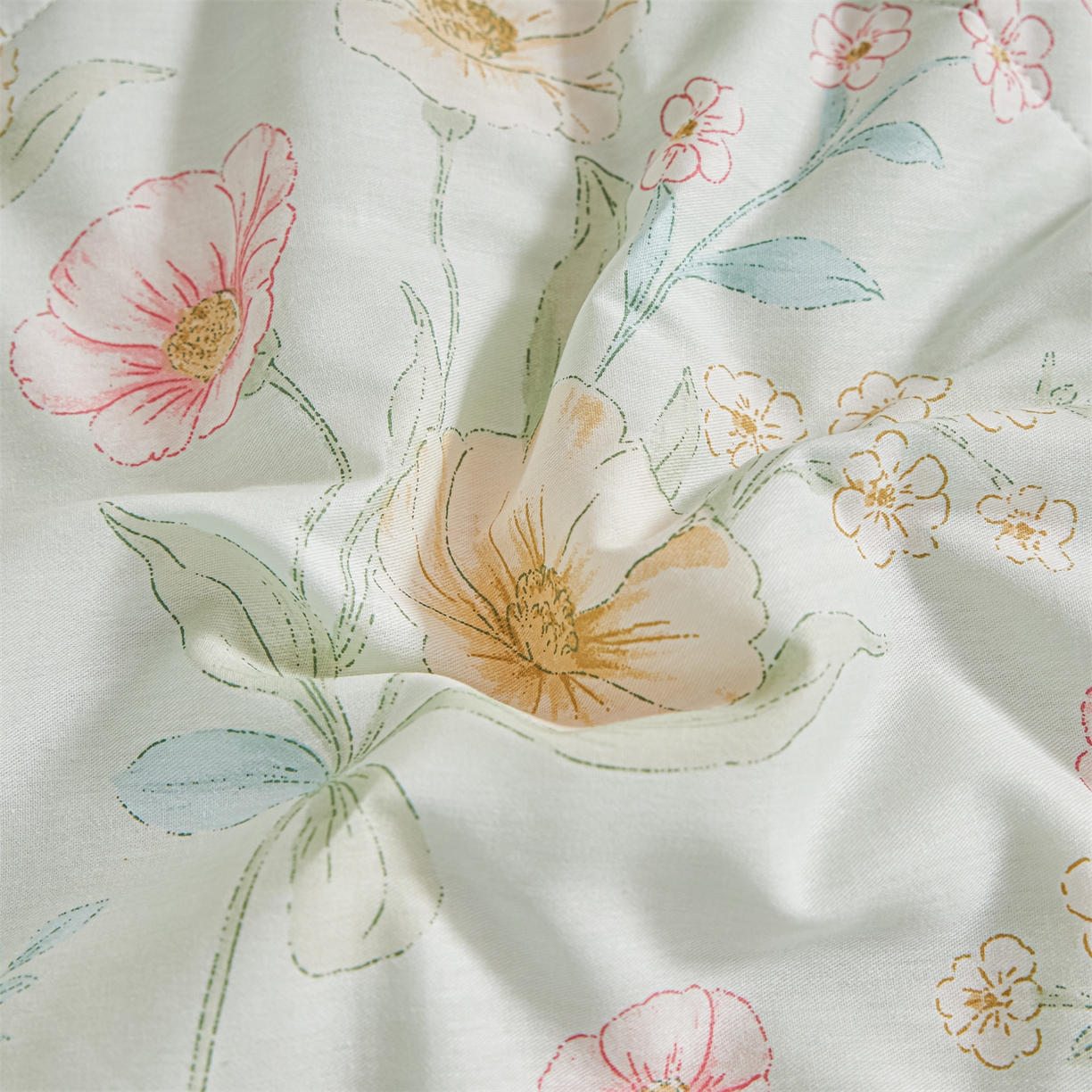 91家纺网 家纺一手货源 找家纺 小禹仔家纺 2026新款A类里外全棉印花棉花夏被 清露花语