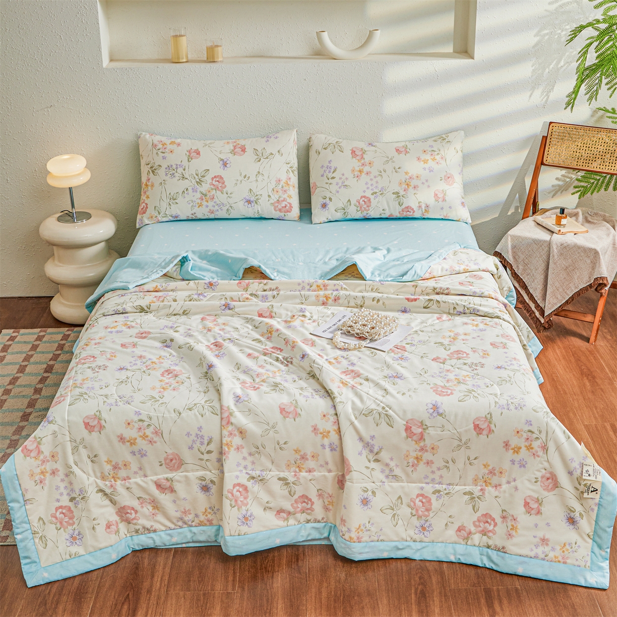 91家纺网 家纺一手货源 找家纺 小禹仔家纺 2026新款A类里外全棉印花棉花夏被 时夏