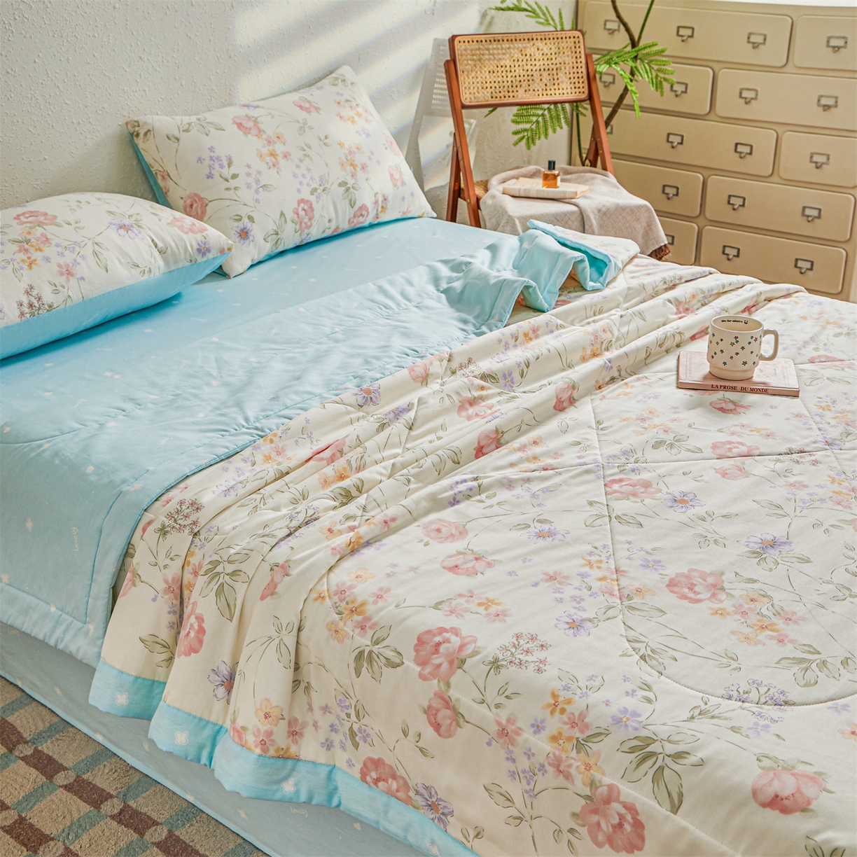 91家纺网 家纺一手货源 找家纺 小禹仔家纺 2026新款A类里外全棉印花棉花夏被 时夏