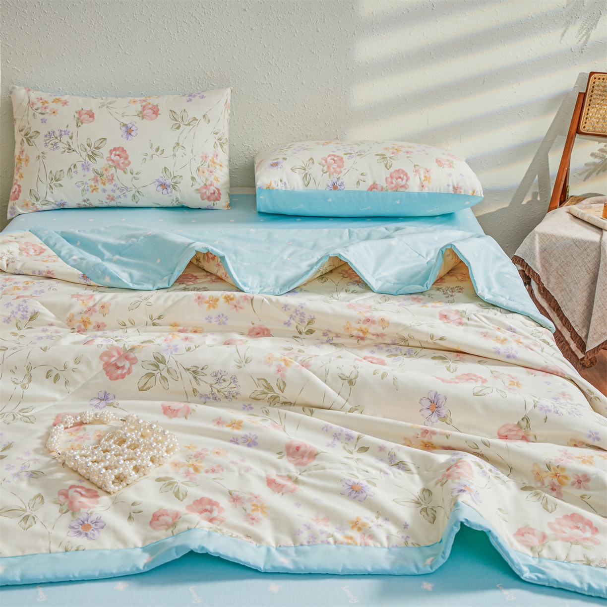 91家纺网 家纺一手货源 找家纺 小禹仔家纺 2026新款A类里外全棉印花棉花夏被 时夏