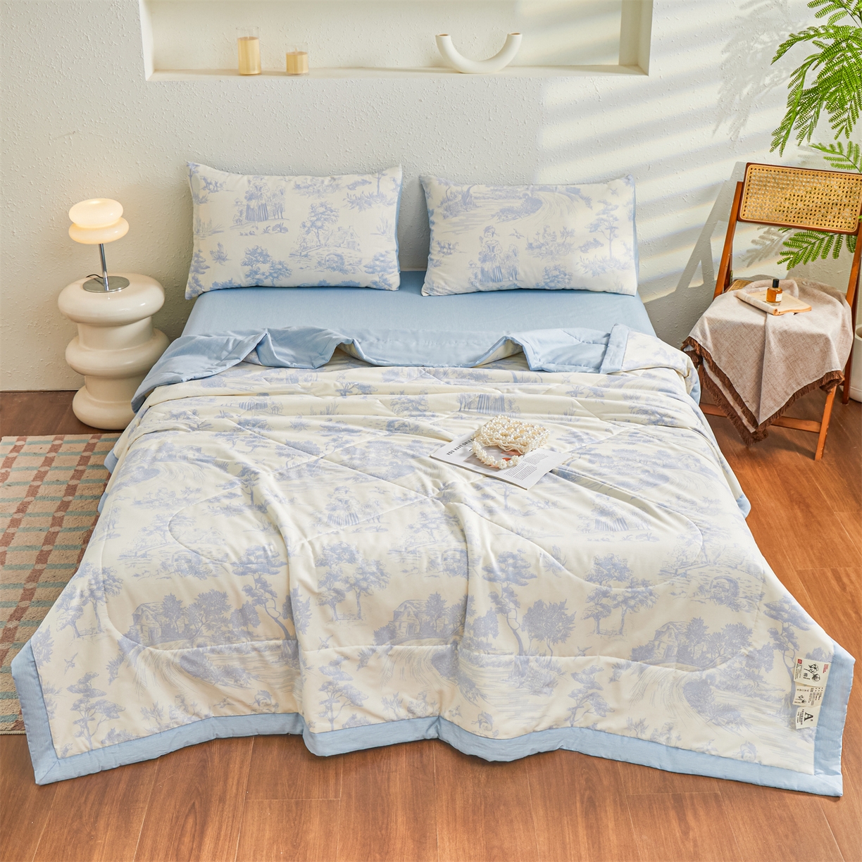 91家纺网 家纺一手货源 找家纺 小禹仔家纺 2026新款A类里外全棉印花棉花夏被 世外桃源