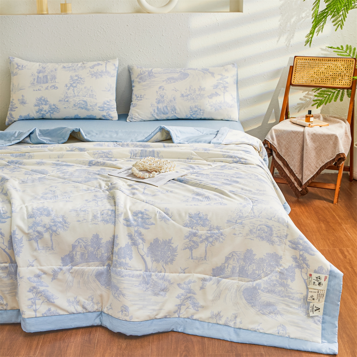 91家纺网 家纺一手货源 找家纺 小禹仔家纺 2026新款A类里外全棉印花棉花夏被 世外桃源