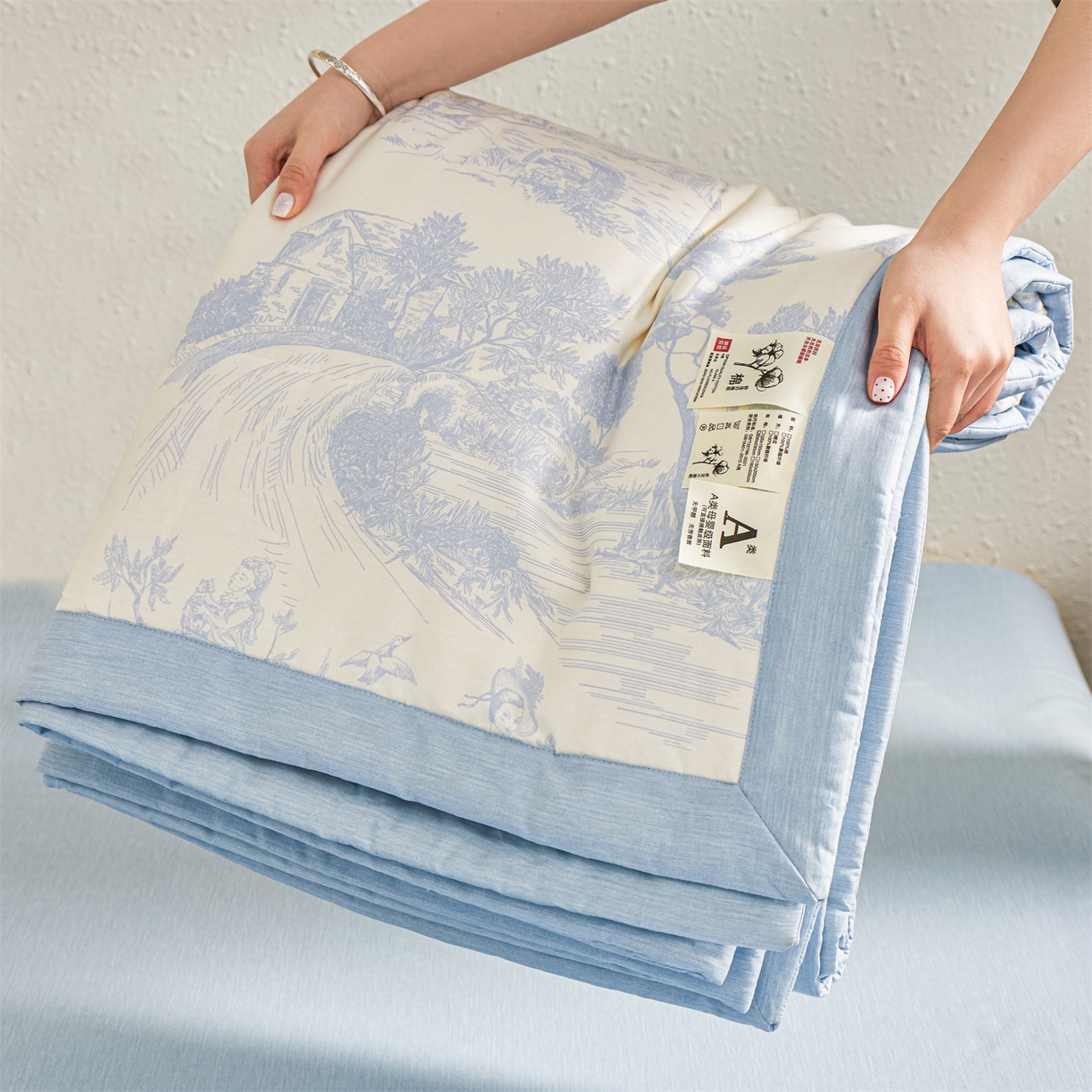 91家纺网 家纺一手货源 找家纺 小禹仔家纺 2026新款A类里外全棉印花棉花夏被 世外桃源