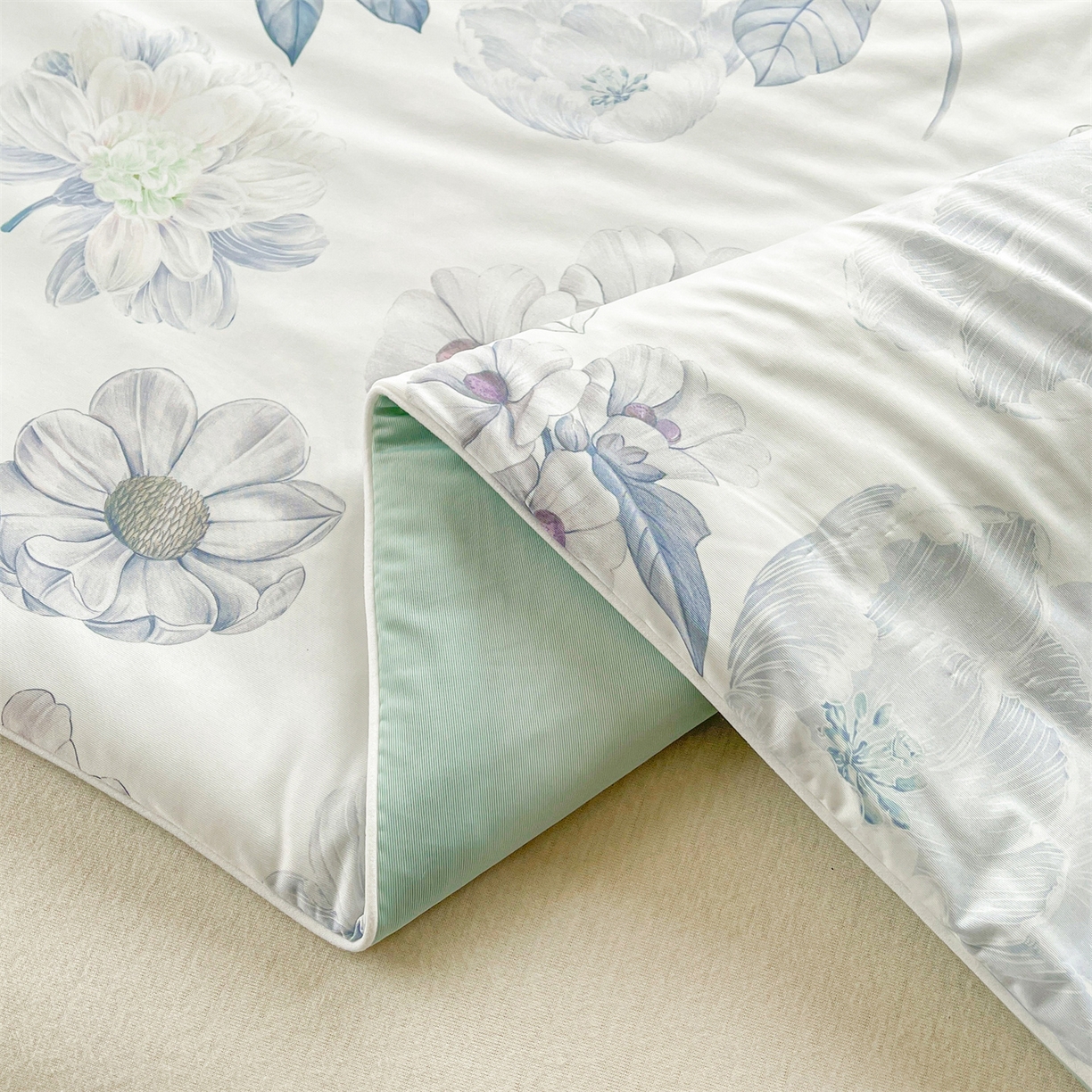 91家纺网 家纺一手货源 找家纺 小禹仔家纺 2026新款针织凉感丝印花夏被夏凉被 流香紫灰