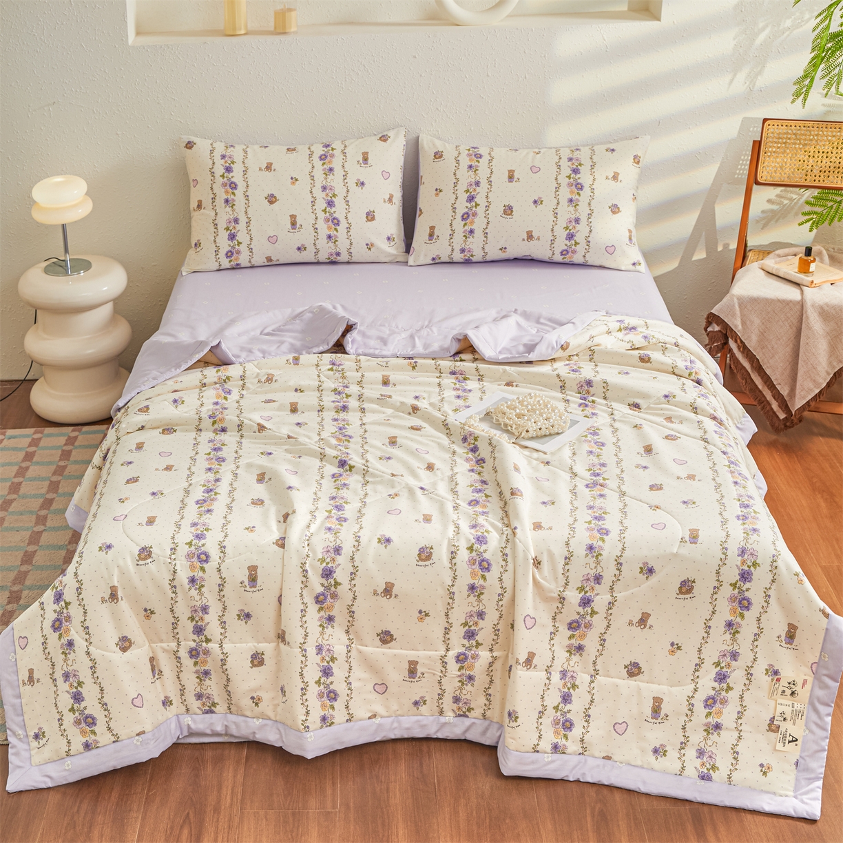 91家纺网 家纺一手货源 找家纺 小禹仔家纺 2026新款A类里外全棉印花棉花夏被 田园乐宠