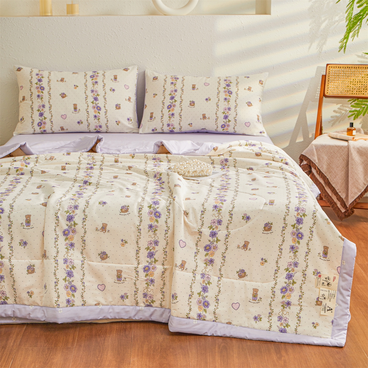 91家纺网 家纺一手货源 找家纺 小禹仔家纺 2026新款A类里外全棉印花棉花夏被 田园乐宠