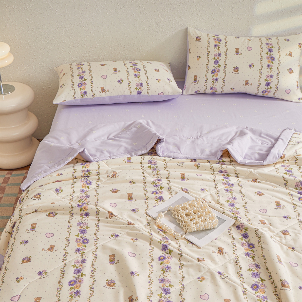 91家纺网 家纺一手货源 找家纺 小禹仔家纺 2026新款A类里外全棉印花棉花夏被 田园乐宠