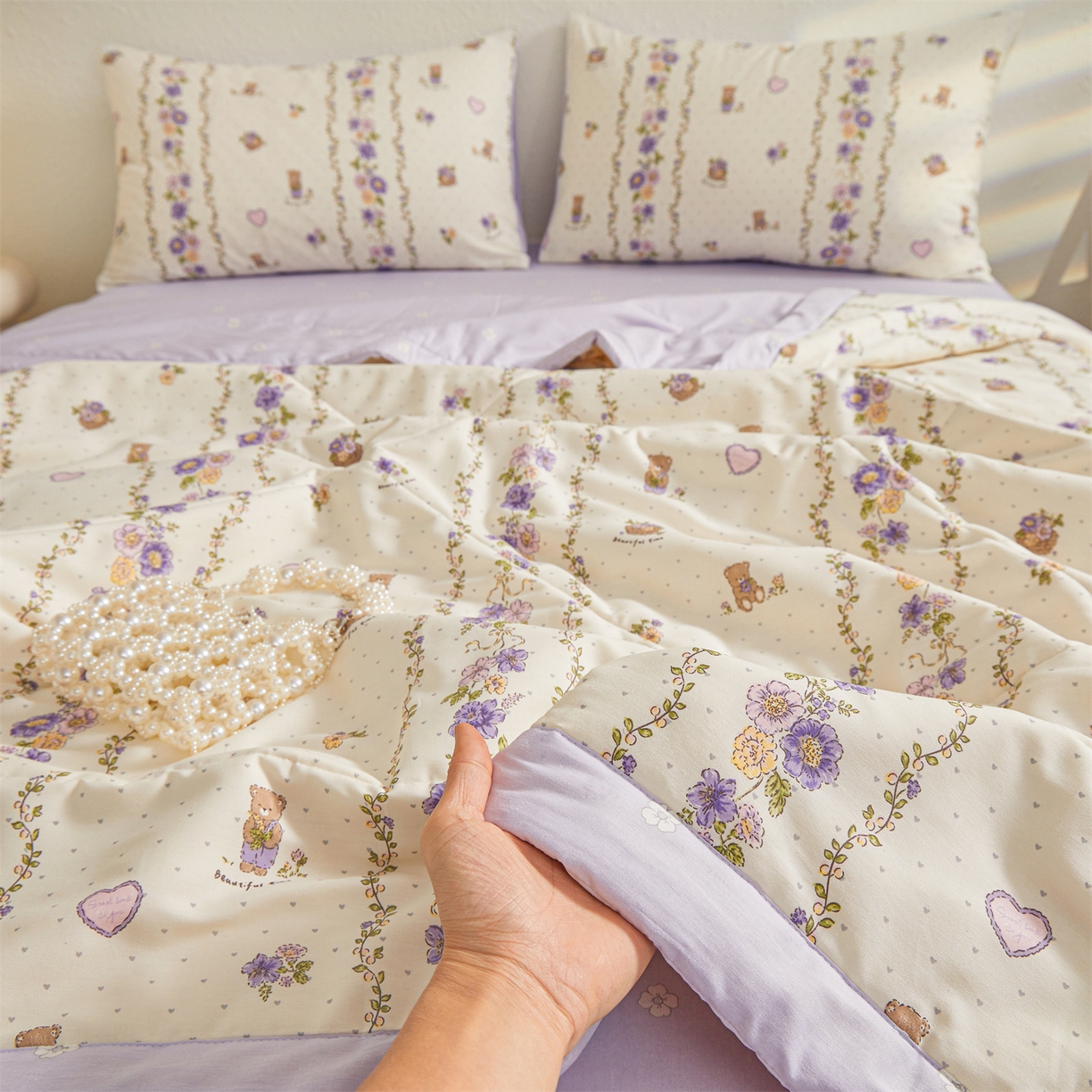 91家纺网 家纺一手货源 找家纺 小禹仔家纺 2026新款A类里外全棉印花棉花夏被 田园乐宠