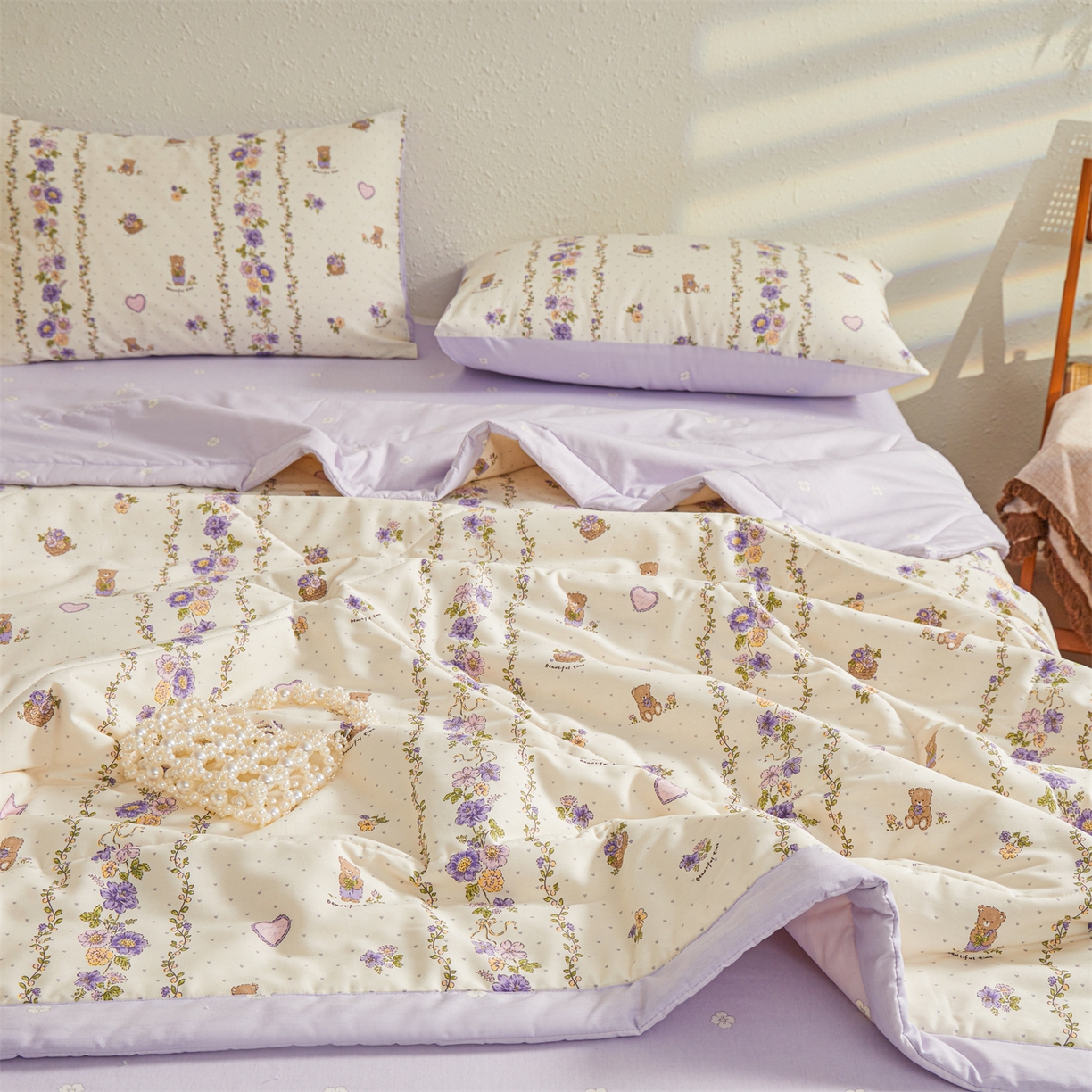 91家纺网 家纺一手货源 找家纺 小禹仔家纺 2026新款A类里外全棉印花棉花夏被 田园乐宠