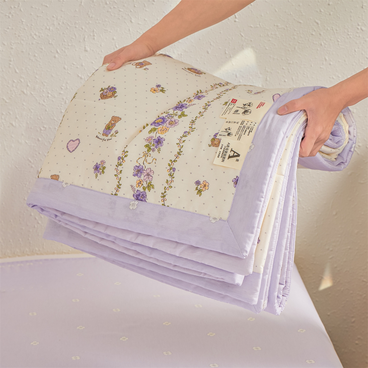 91家纺网 家纺一手货源 找家纺 小禹仔家纺 2026新款A类里外全棉印花棉花夏被 田园乐宠