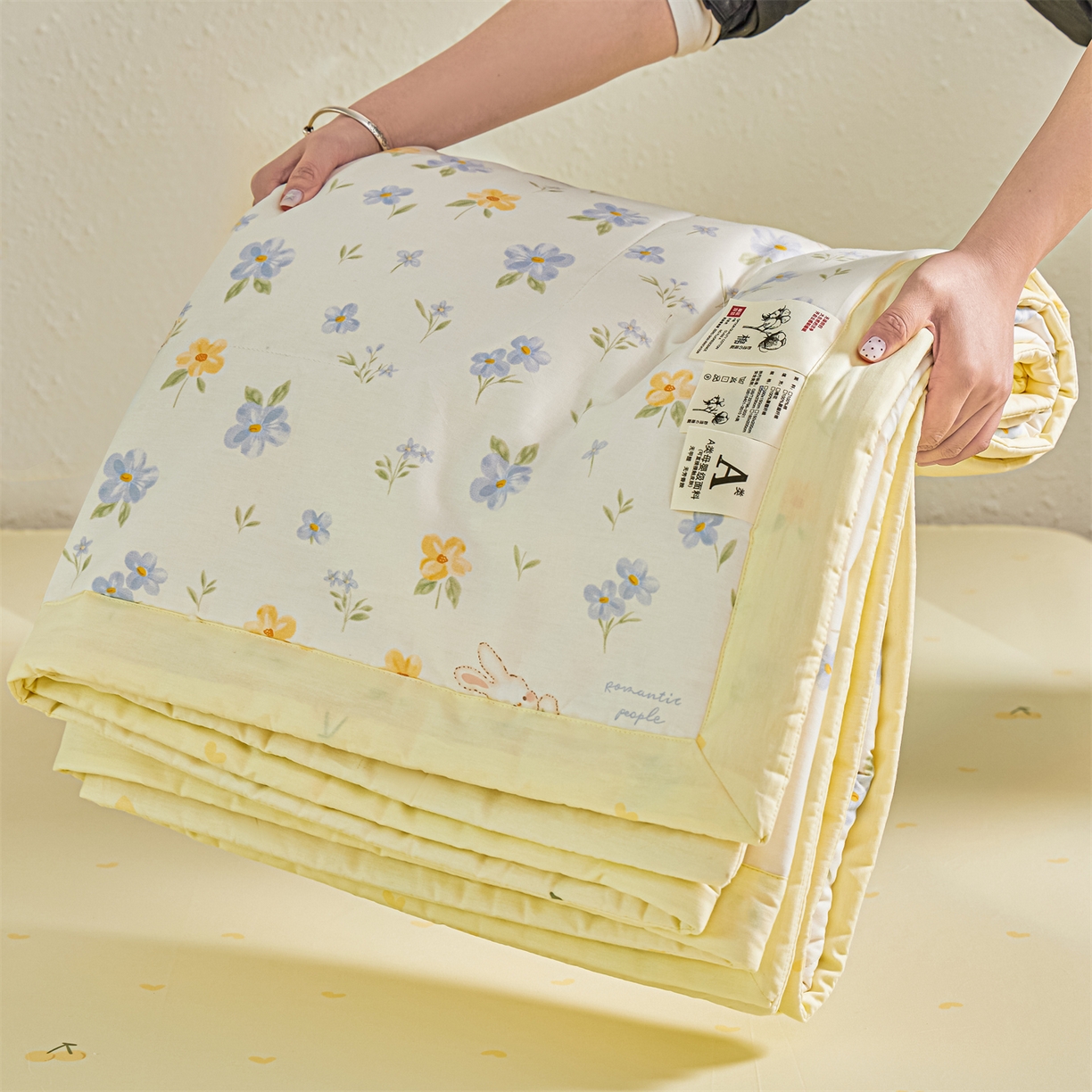 91家纺网 家纺一手货源 找家纺 小禹仔家纺 2026新款A类里外全棉印花棉花夏被 兔茶春序