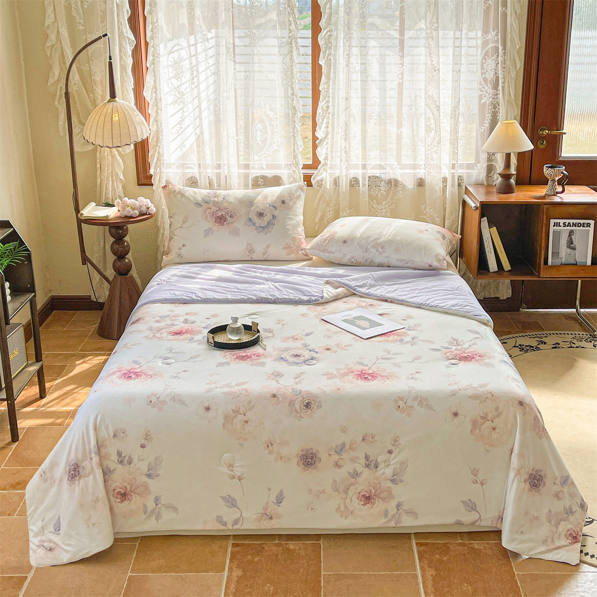 91家纺网 家纺一手货源 找家纺 小禹仔家纺 2026新款针织凉感丝印花夏被夏凉被 梦婷粉