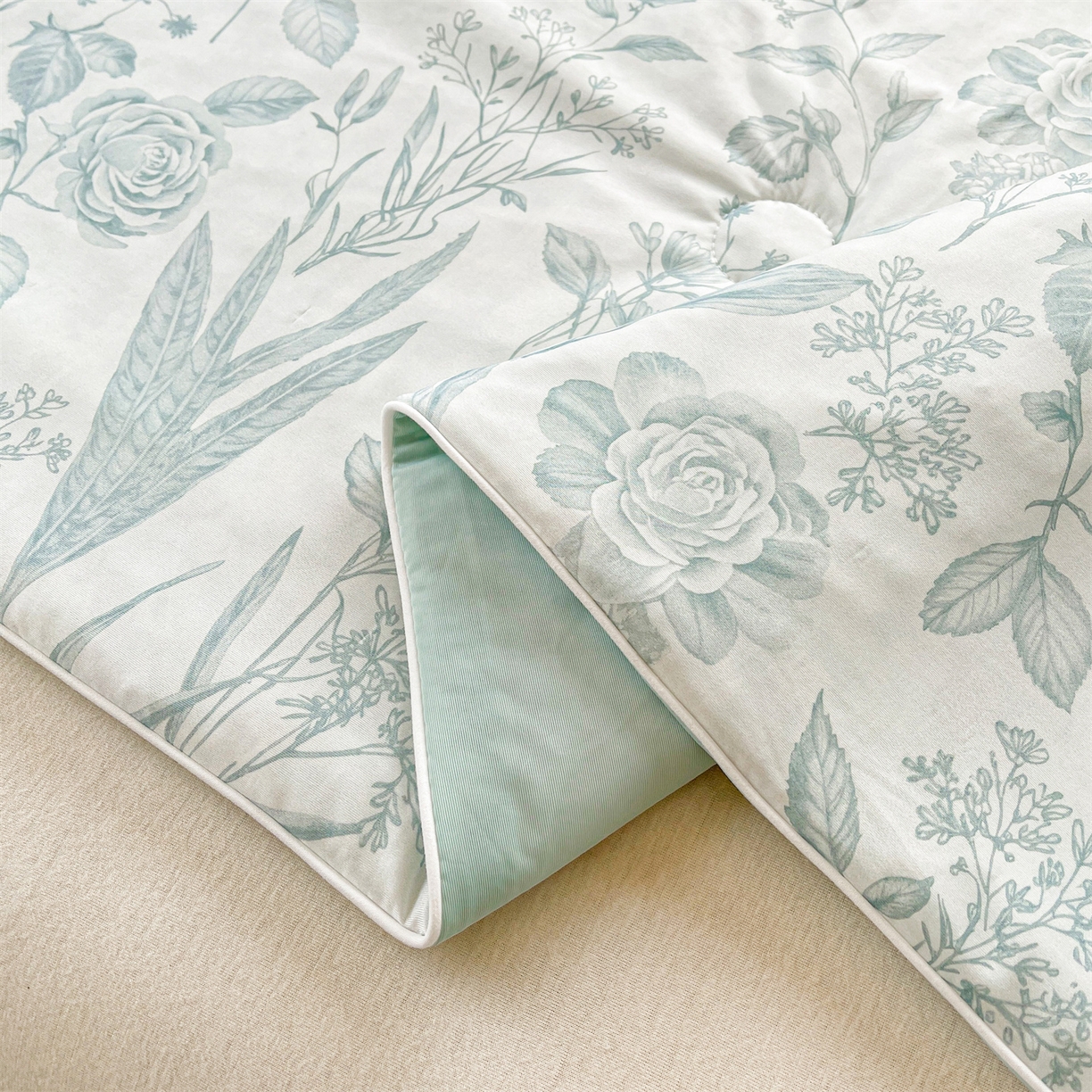 91家纺网 家纺一手货源 找家纺 小禹仔家纺 2026新款针织凉感丝印花夏被夏凉被 蜜糖绿