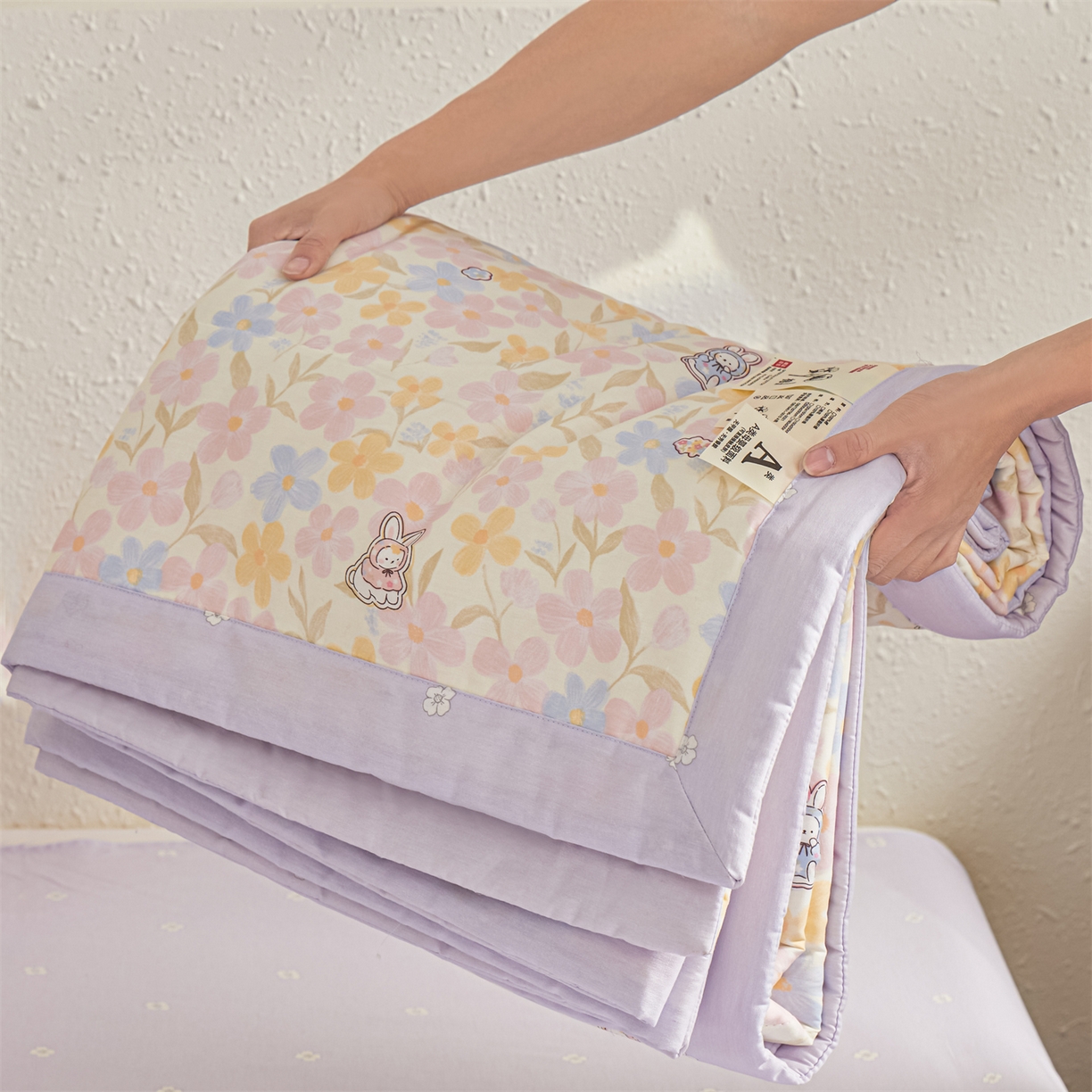 91家纺网 家纺一手货源 找家纺 小禹仔家纺 2026新款A类里外全棉印花棉花夏被 许愿兔