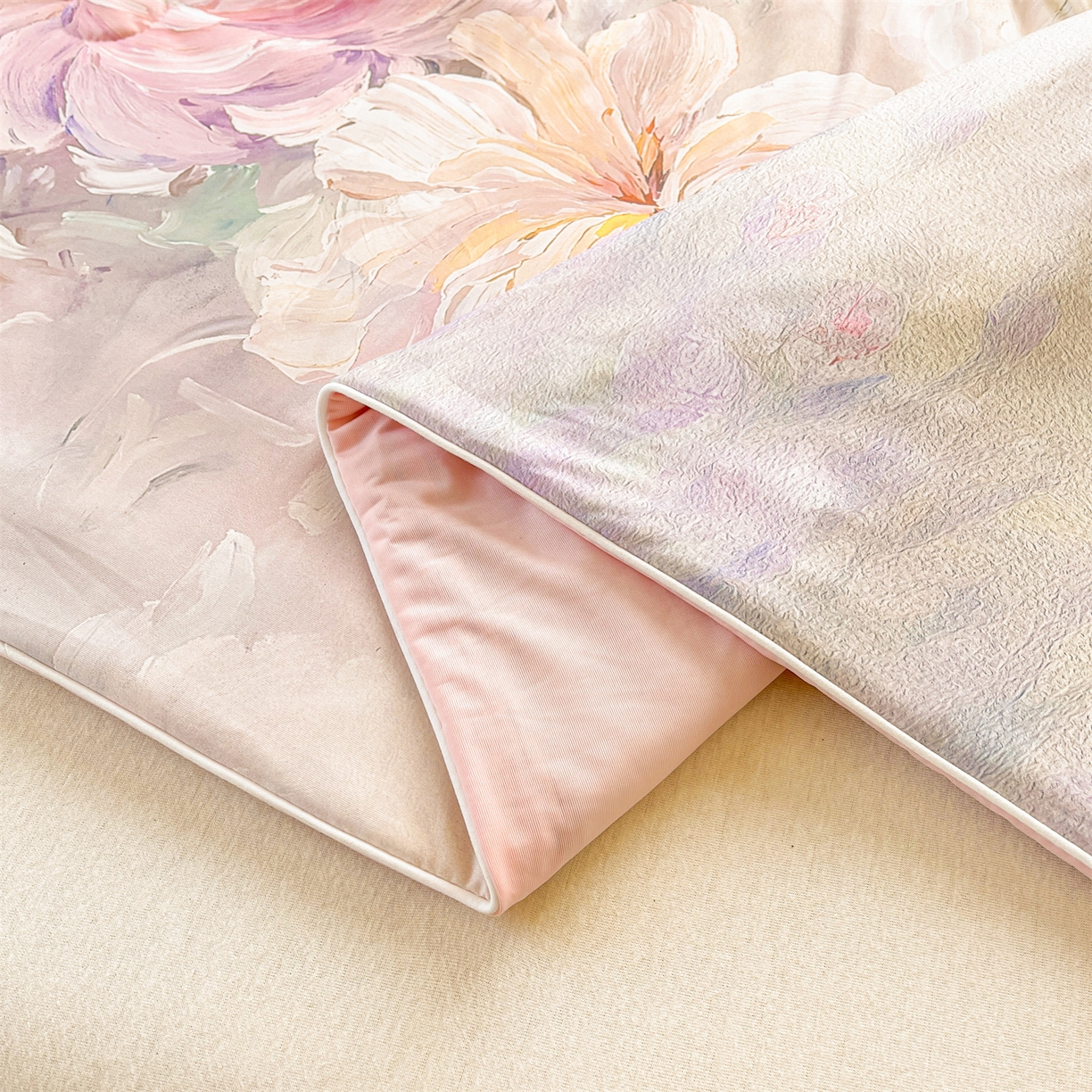 91家纺网 家纺一手货源 找家纺 小禹仔家纺 2026新款针织凉感丝印花夏被夏凉被 莫莉粉