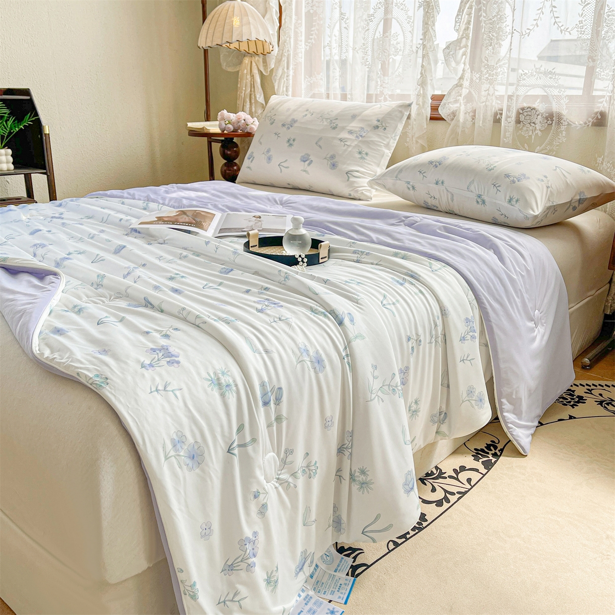 91家纺网 家纺一手货源 找家纺 小禹仔家纺 2026新款针织凉感丝印花夏被夏凉被 木兰兰