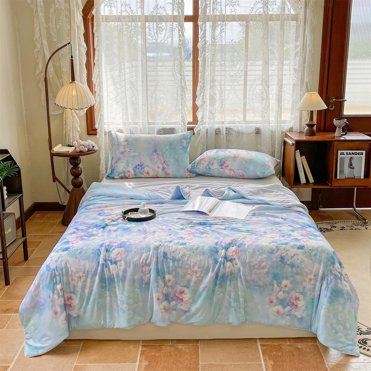 91家纺网 家纺一手货源 找家纺 小禹仔家纺 2026新款针织凉感丝印花夏被夏凉被 如漫紫