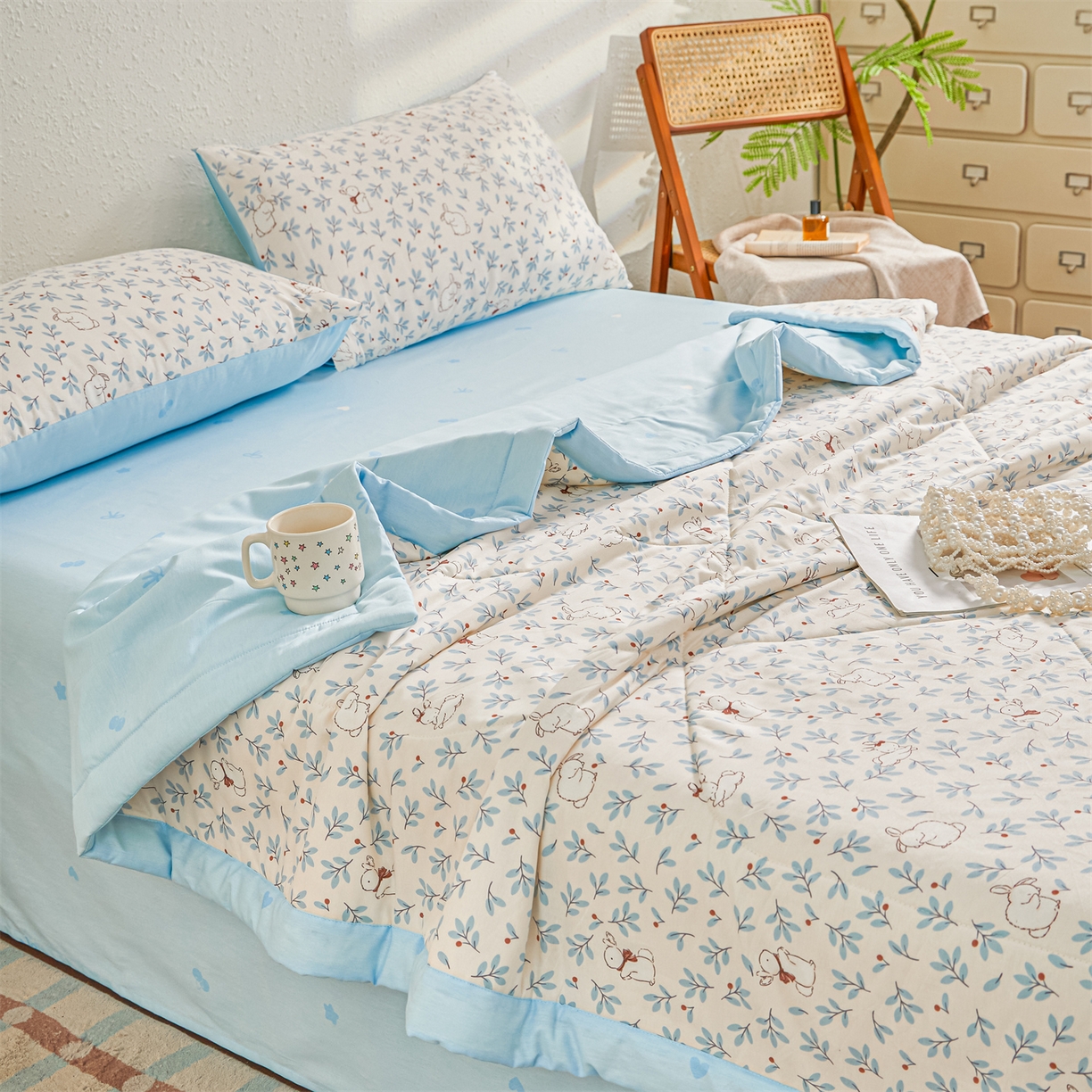 91家纺网 家纺一手货源 找家纺 小禹仔家纺 2026新款A类里外全棉印花棉花夏被 云海茫茫