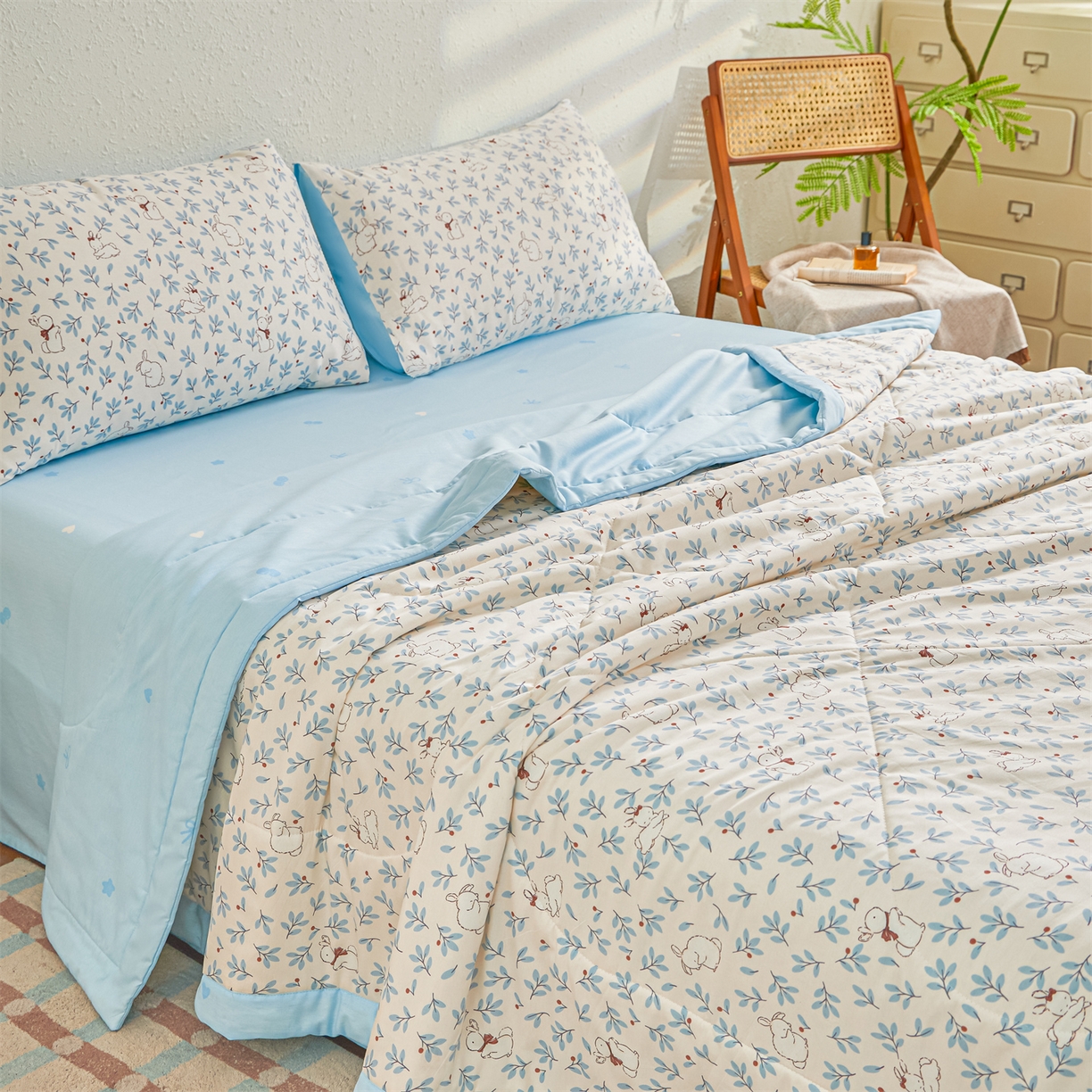 91家纺网 家纺一手货源 找家纺 小禹仔家纺 2026新款A类里外全棉印花棉花夏被 云海茫茫