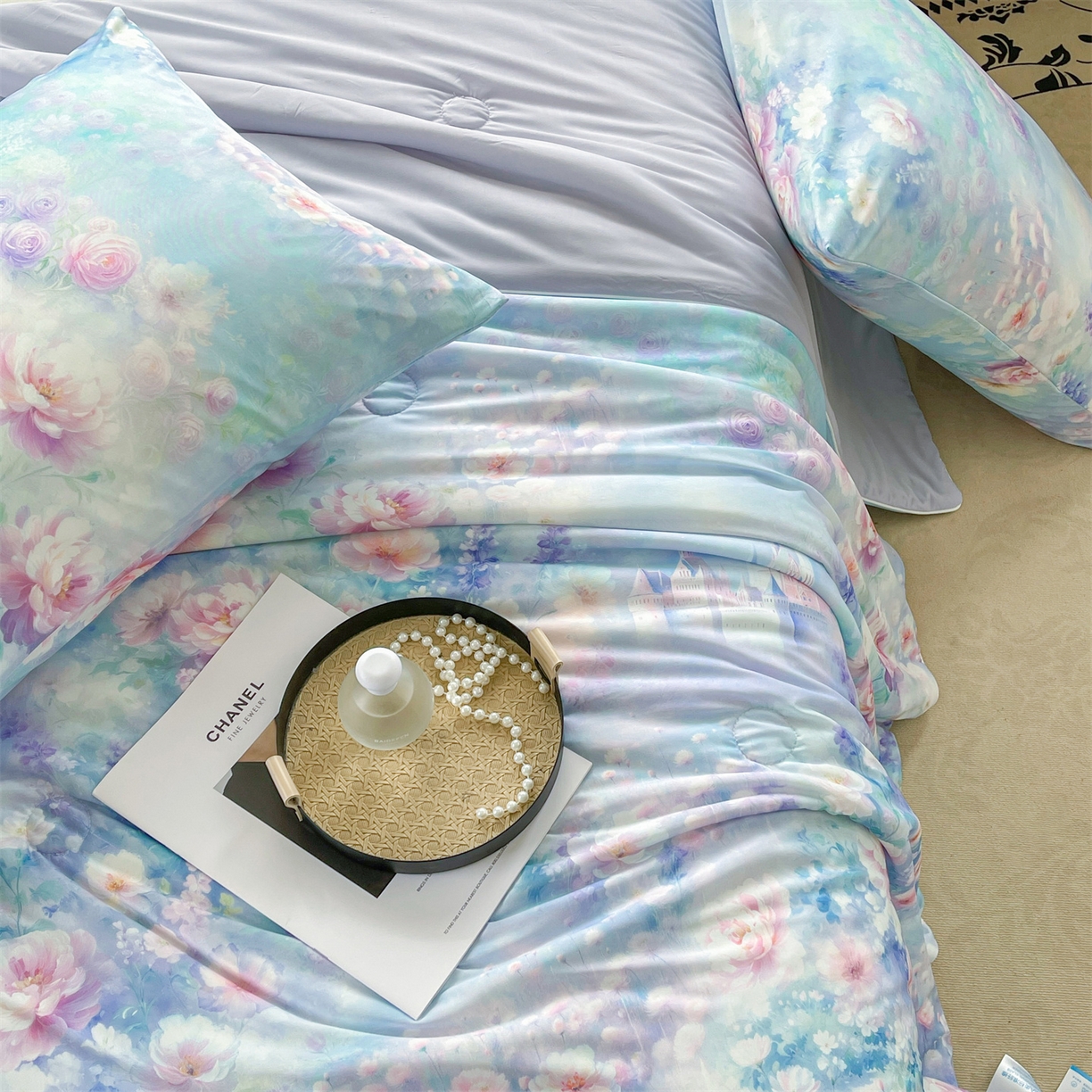 91家纺网 家纺一手货源 找家纺 小禹仔家纺 2026新款针织凉感丝印花夏被夏凉被 如漫紫