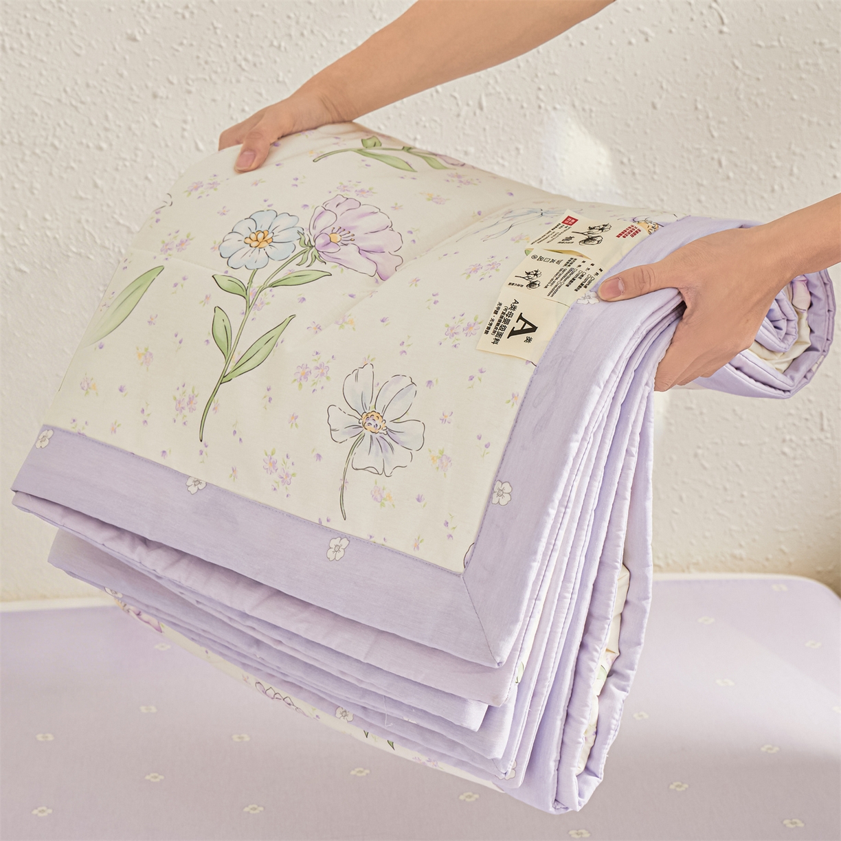 91家纺网 家纺一手货源 找家纺 小禹仔家纺 2026新款A类里外全棉印花棉花夏被 紫花轻语