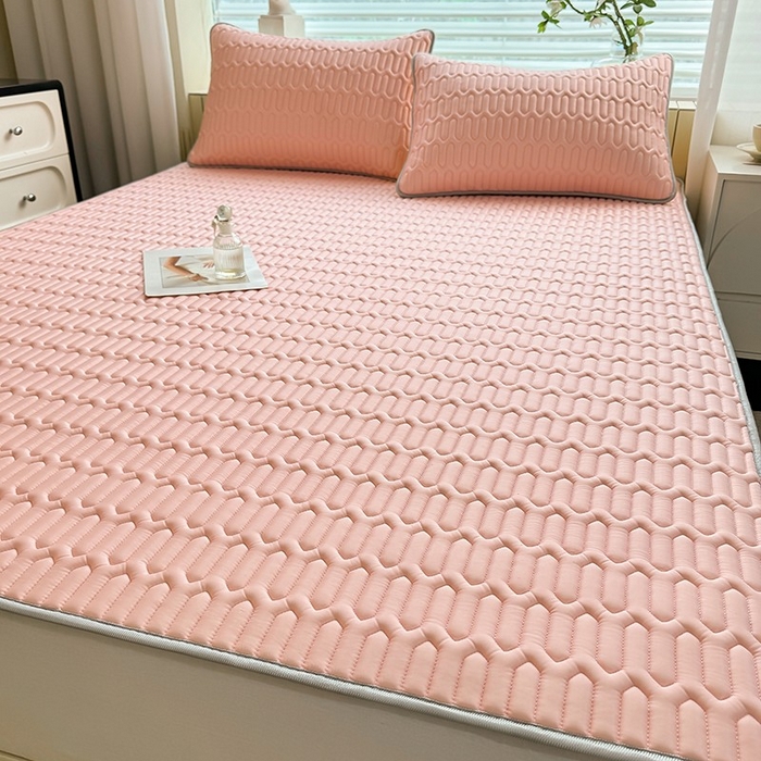 91家纺网 家纺一手货源 找家纺 518家纺 2026新款凉感冰丝裸睡乳胶凉席系列平铺款凉席席子 简爱粉